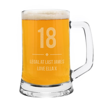 Personalised Big Age Glass Pint Stern Tankard - Personalise It!