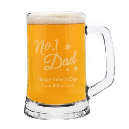 Personalised No.1 Dad Glass Pint Stern Tankard - Personalise It!