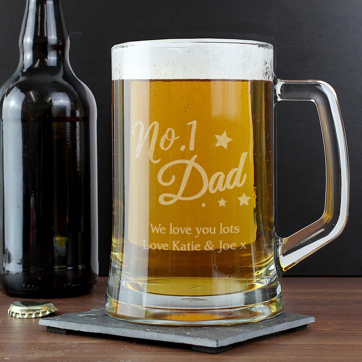 Personalised No.1 Dad Glass Pint Stern Tankard - Personalise It!