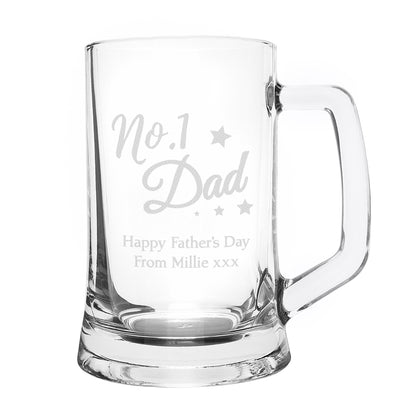 Personalised No.1 Dad Glass Pint Stern Tankard - Personalise It!