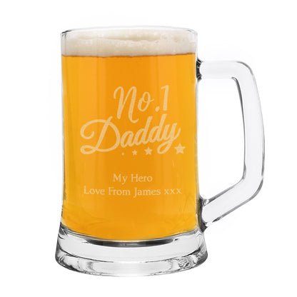 Personalised No.1 Daddy Glass Pint Stern Tankard - Personalise It!