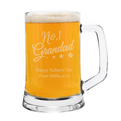 Personalised No.1 Grandad Glass Pint Stern Tankard - Personalise It!
