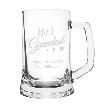 Personalised No.1 Grandad Glass Pint Stern Tankard - Personalise It!
