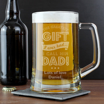 Personalised Greatest Dad Glass Pint Stern Tankard - Personalise It!
