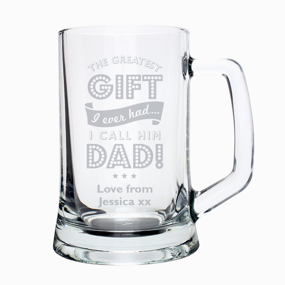 Personalised Greatest Dad Glass Pint Stern Tankard - Personalise It!