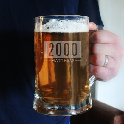 Personalised Name & Date Pint Father's Day Stern Tankard - Personalise It!