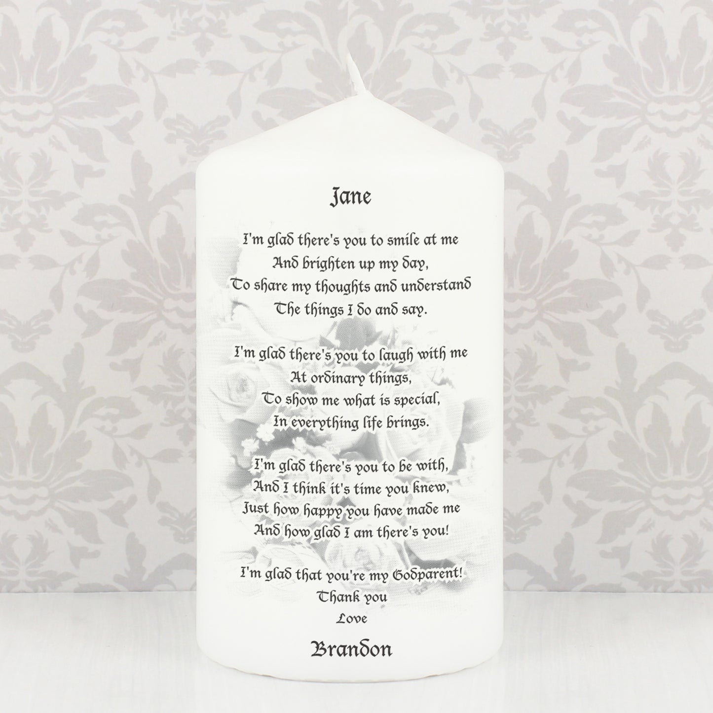 Personalised Godparent candle - Personalise It!