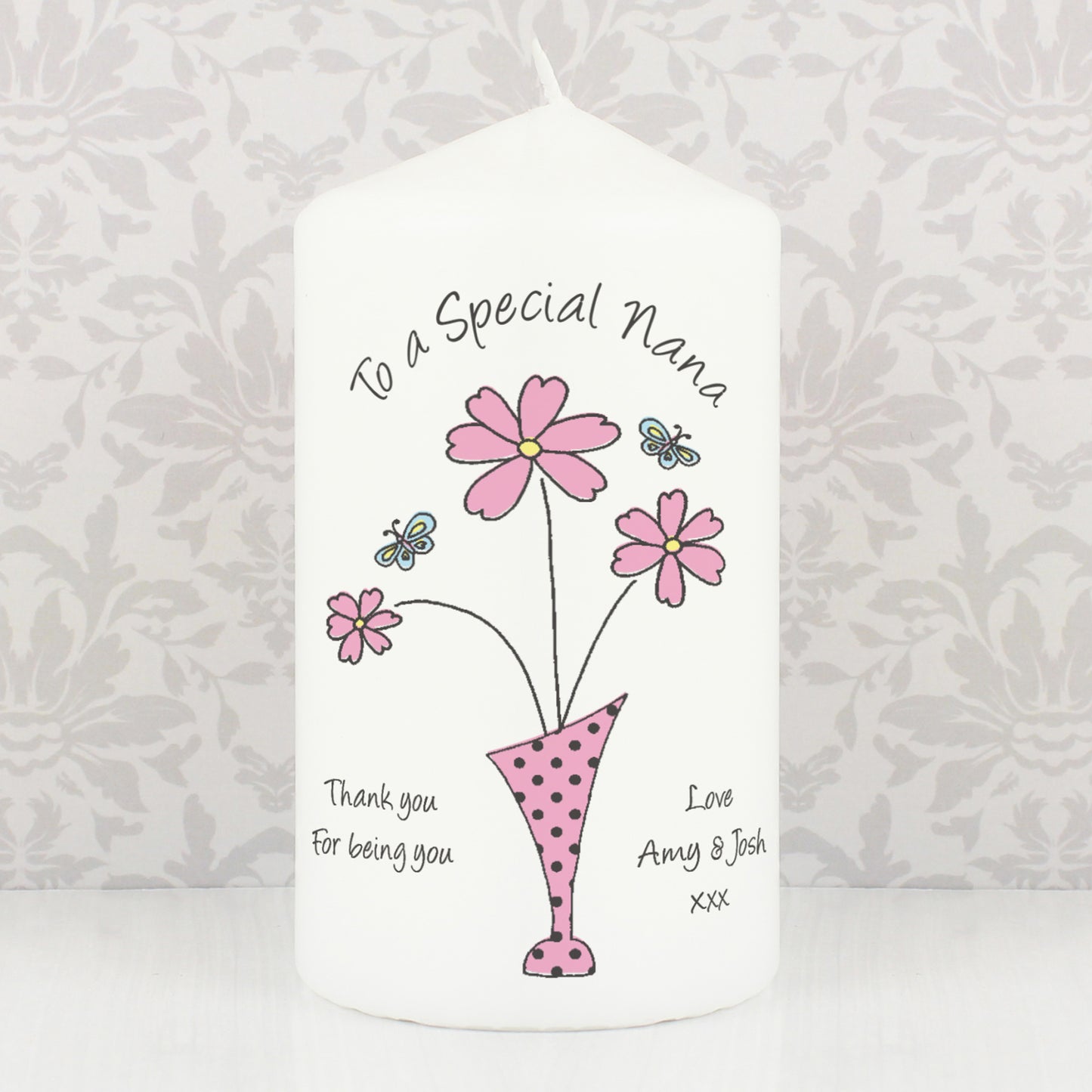Personalised Flower in Vase Message Candle - Personalise It!
