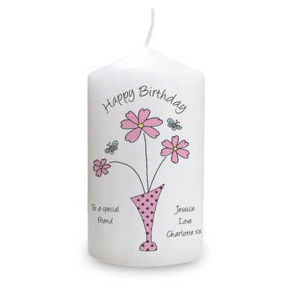 Personalised Flower in Vase Message Candle - Personalise It!