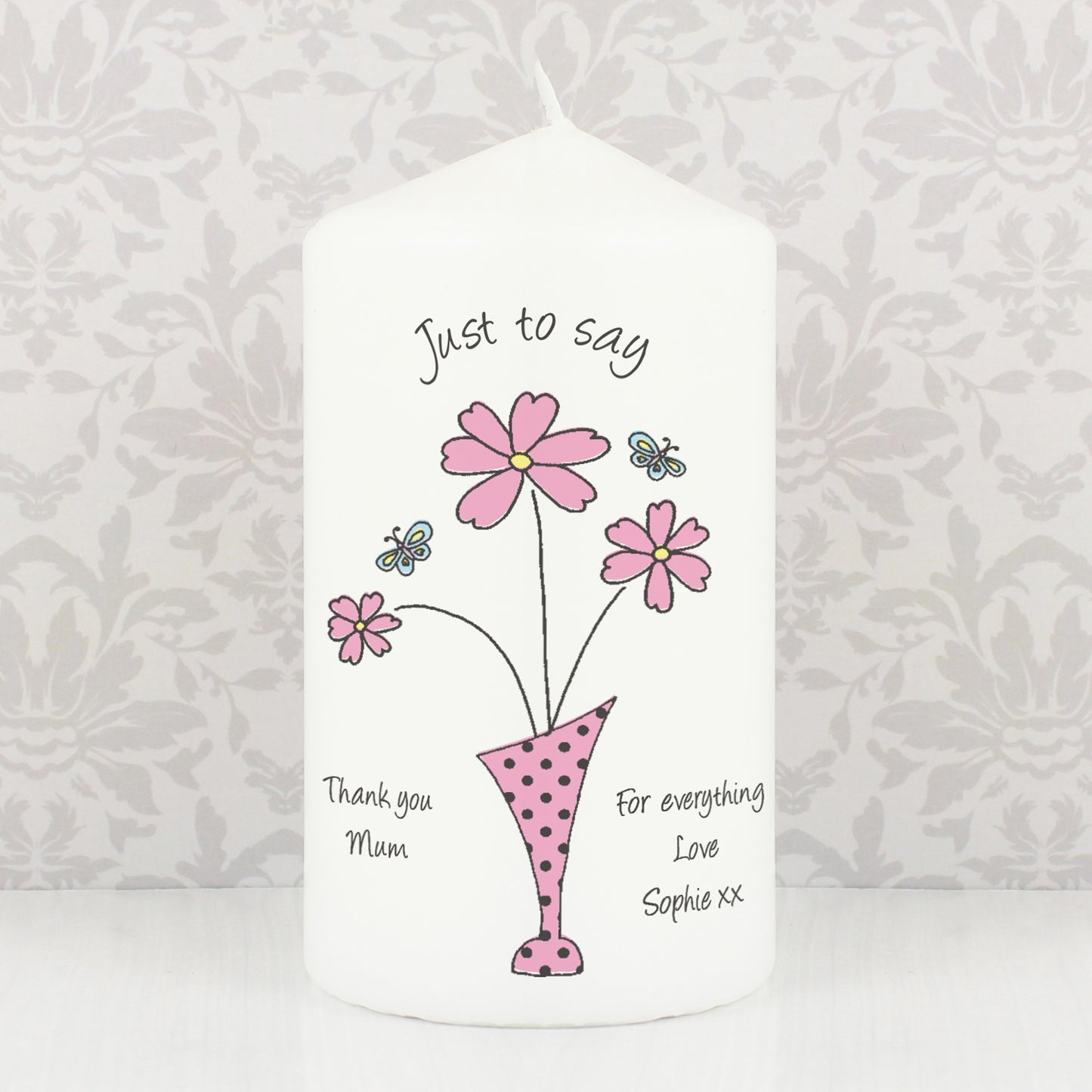 Personalised Flower in Vase Message Candle - Personalise It!