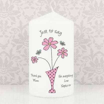 Personalised Flower in Vase Message Candle - Personalise It!
