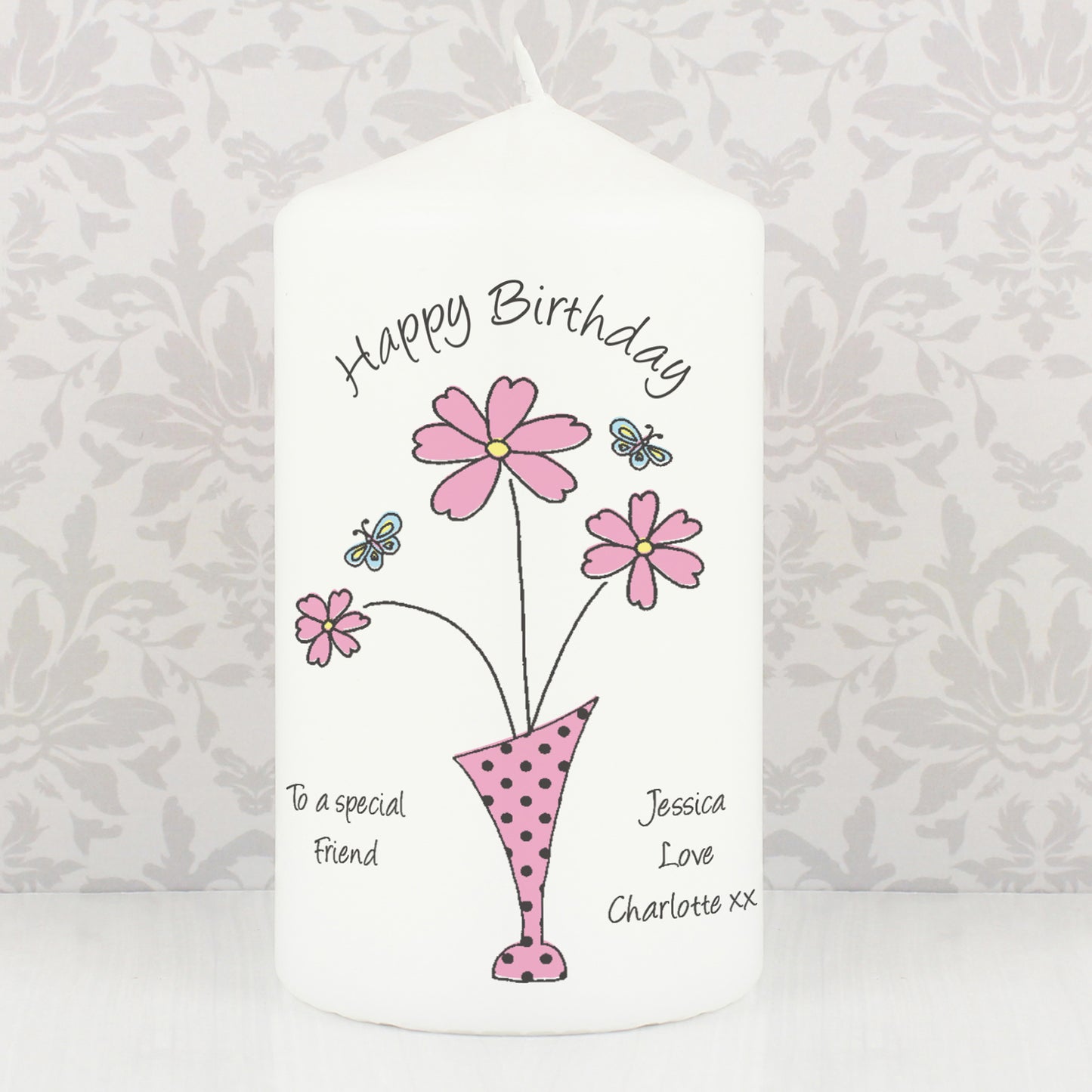 Personalised Flower in Vase Message Candle - Personalise It!