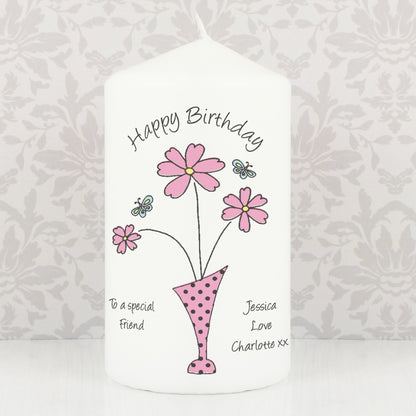 Personalised Flower in Vase Message Candle - Personalise It!