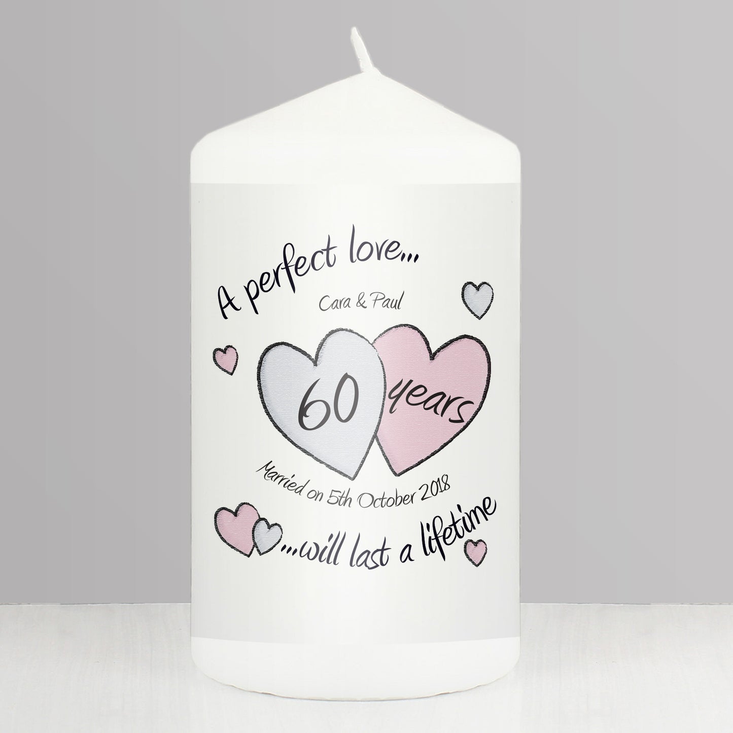 Personalised A Perfect Love Diamond Anniversary Candle - Personalise It!