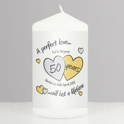 Personalised A Perfect Love Golden Anniversary Candle - Personalise It!