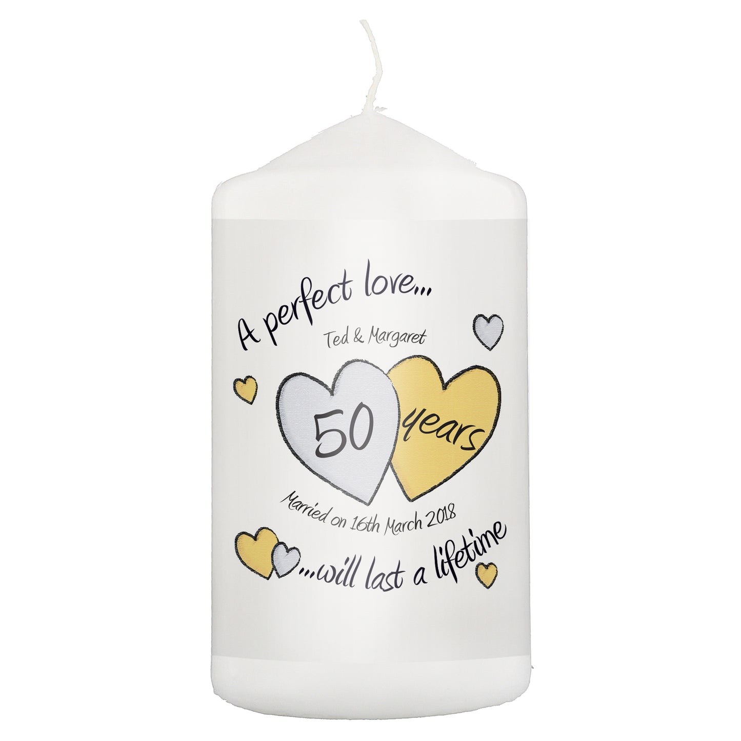 Personalised A Perfect Love Golden Anniversary Candle - Personalise It!