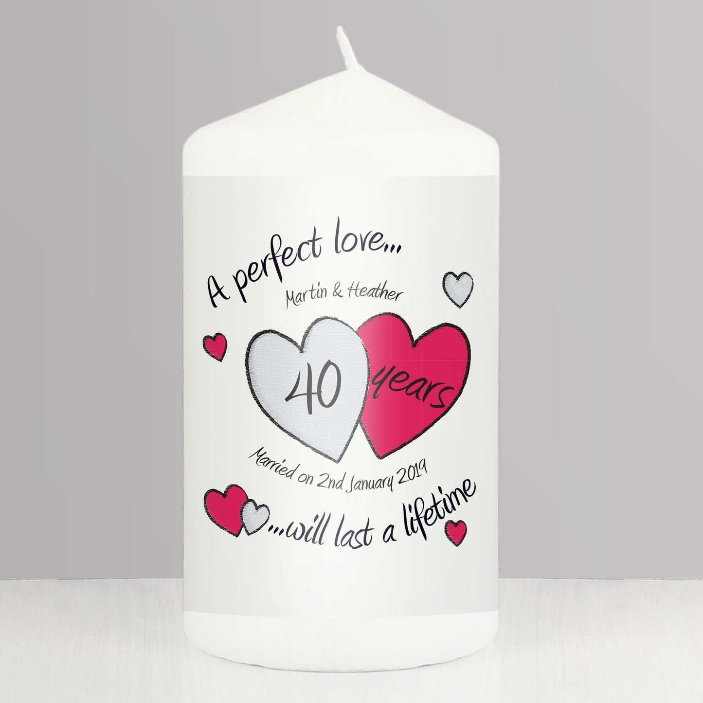 Personalised A Perfect Love Ruby Anniversary Candle - Personalise It!