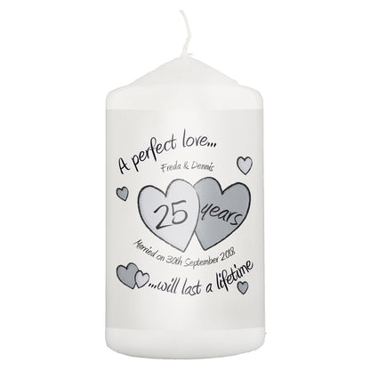 Personalised A Perfect Love Silver Anniversary Candle - Personalise It!