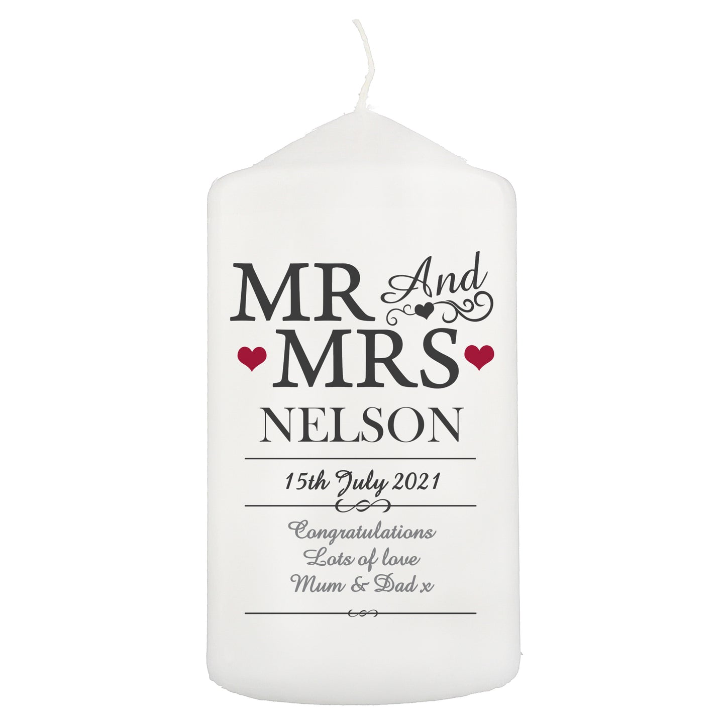 Personalised Mr & Mrs Candle - Personalise It!