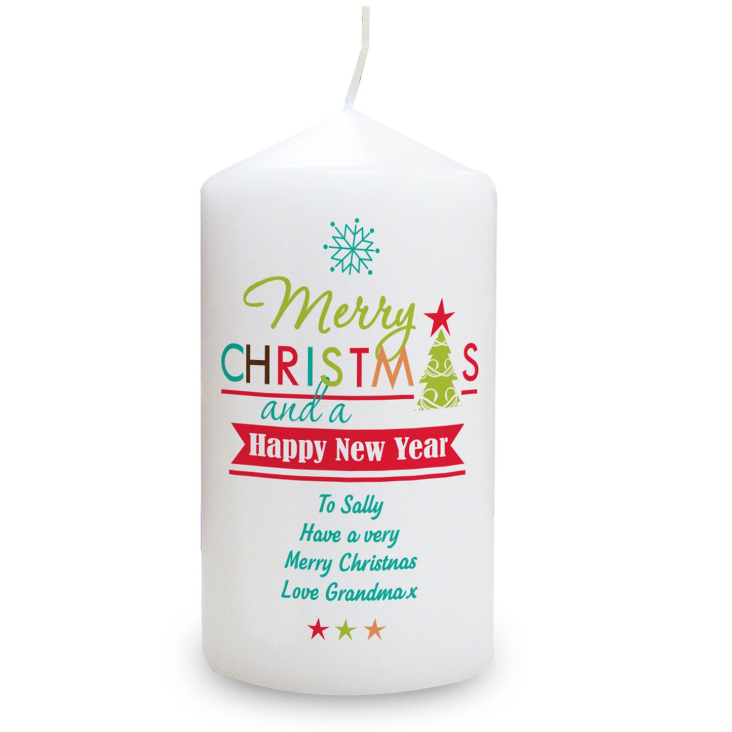 Personalised Bright Christmas Candle - Personalise It!