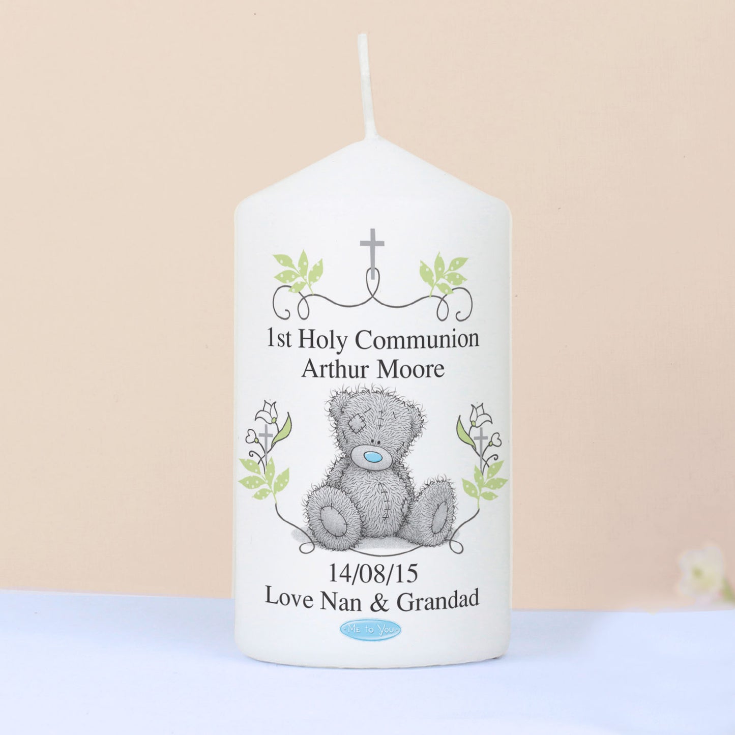 Personalised Me To You Religious Cross Candle - Personalise It!