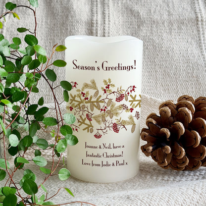 Personalised Christmas Floral LED Candle - Personalise It!