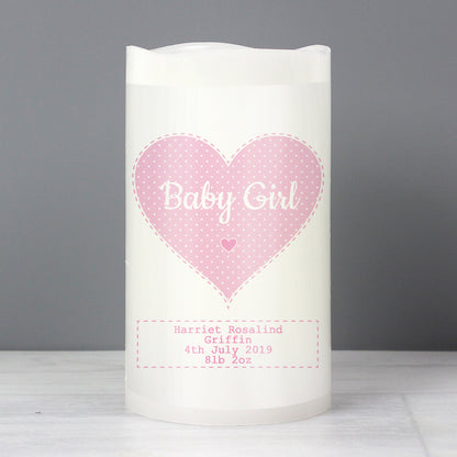 Personalised Stitch & Dot Baby Girl Nightlight LED Candle - Personalise It!