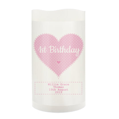 Personalised Stitch & Dot Baby Girl Nightlight LED Candle - Personalise It!