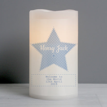 Personalised Stitch & Dot Baby Boy Nightlight LED Candle - Personalise It!