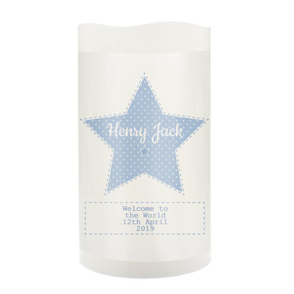Personalised Stitch & Dot Baby Boy Nightlight LED Candle - Personalise It!
