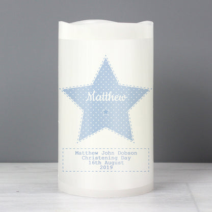 Personalised Stitch & Dot Baby Boy Nightlight LED Candle - Personalise It!