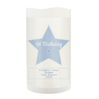 Personalised Stitch & Dot Baby Boy Nightlight LED Candle - Personalise It!