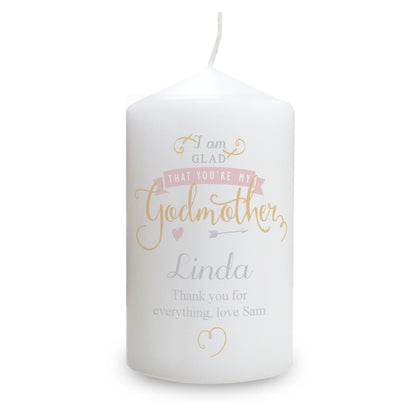 Personalised I Am Glad... Godmother Candle - Personalise It!