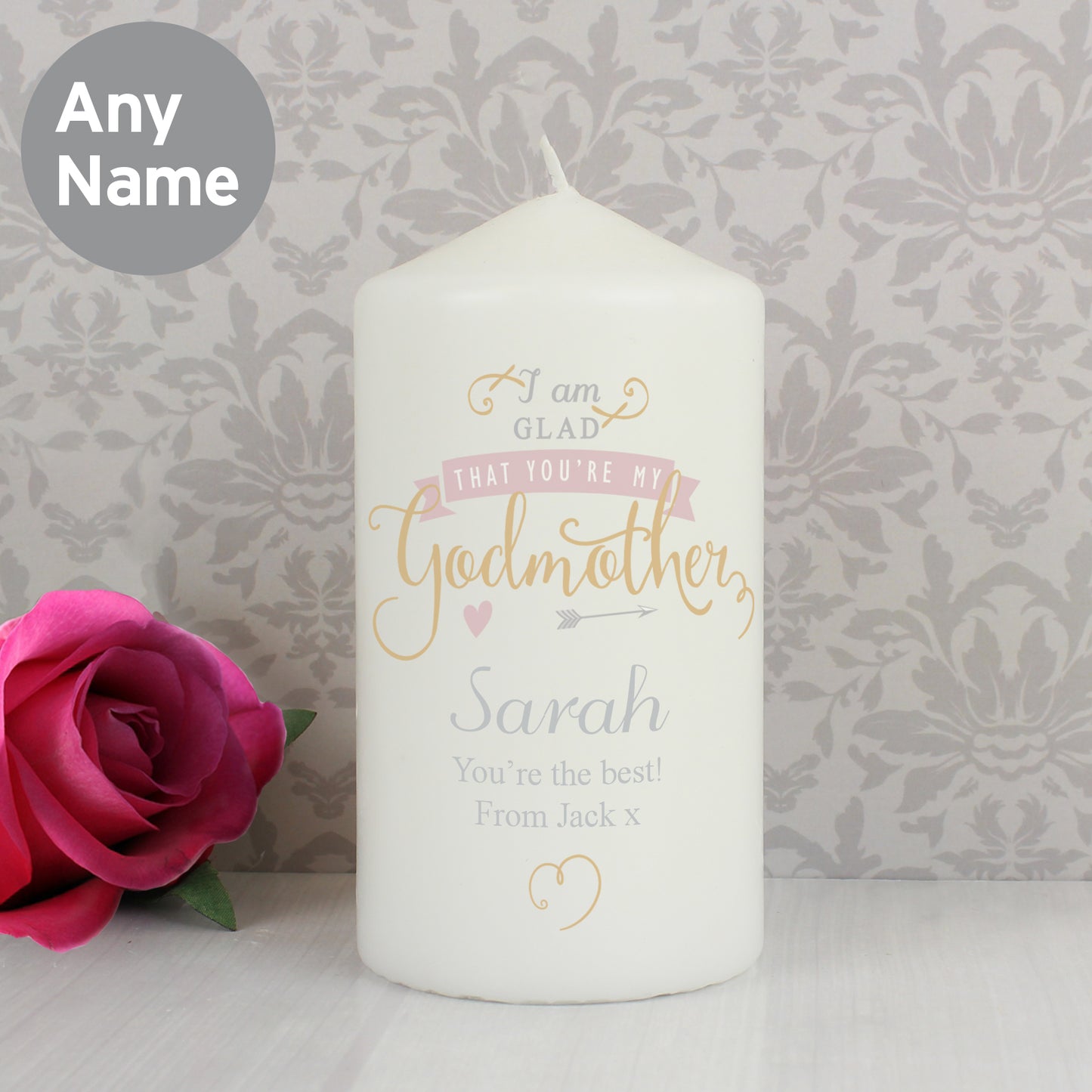 Personalised I Am Glad... Godmother Candle - Personalise It!