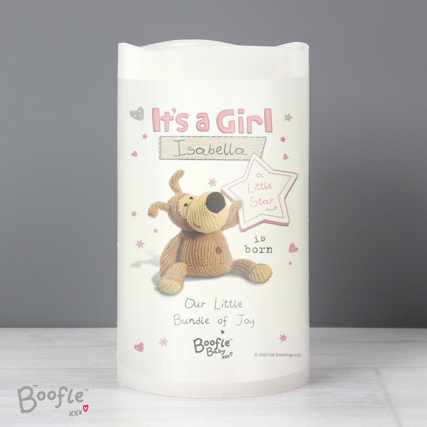 Personalised Boofle It's a Girl Nightlight LED Candle - Personalise It!