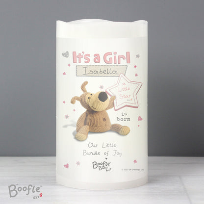 Personalised Boofle It's a Girl Nightlight LED Candle - Personalise It!