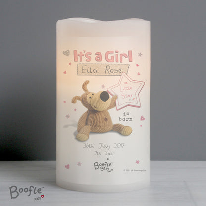 Personalised Boofle It's a Girl Nightlight LED Candle - Personalise It!
