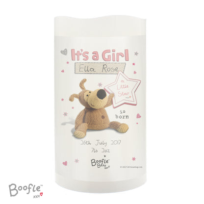 Personalised Boofle It's a Girl Nightlight LED Candle - Personalise It!