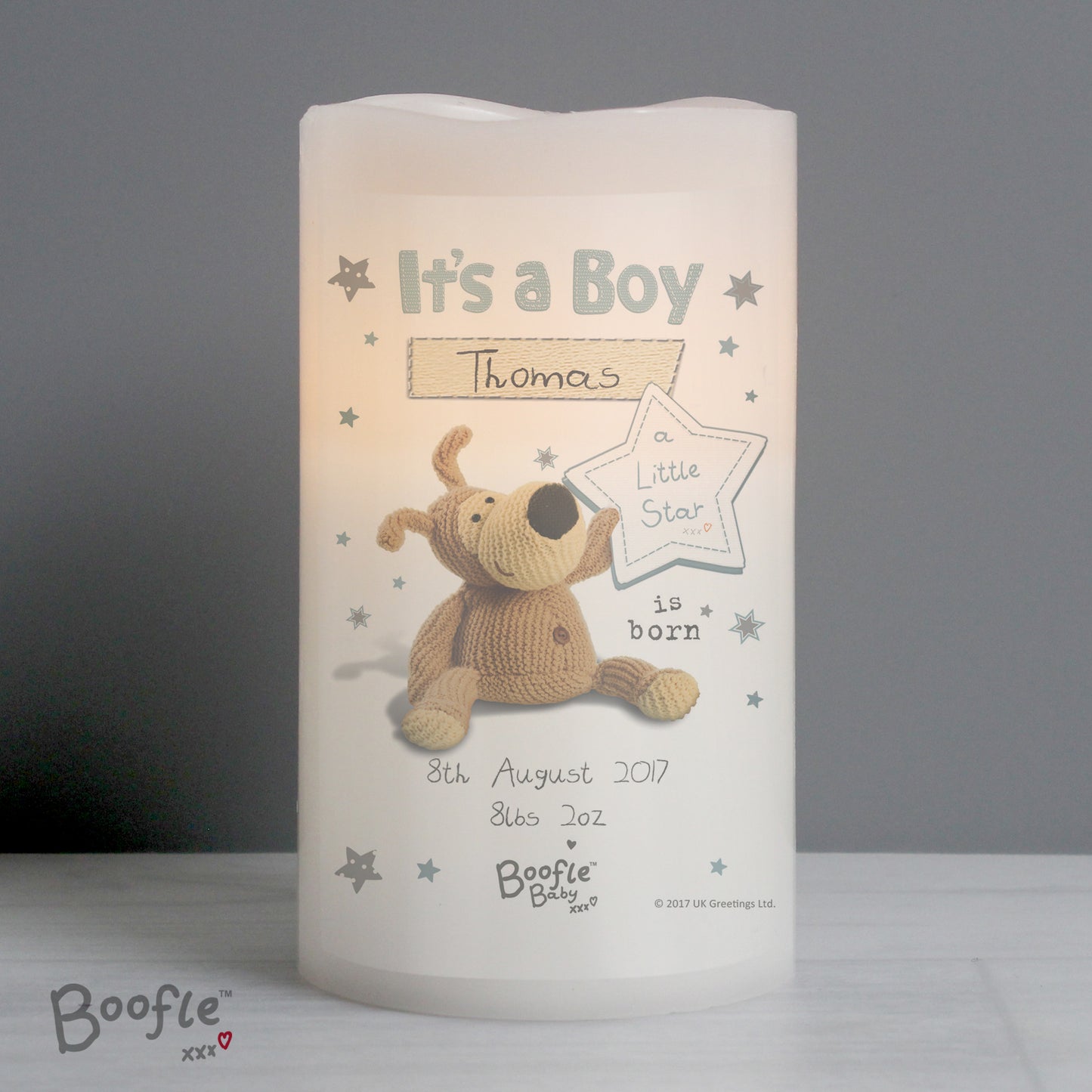 Personalised Boofle It's a Boy Nightlight LED Candle - Personalise It!