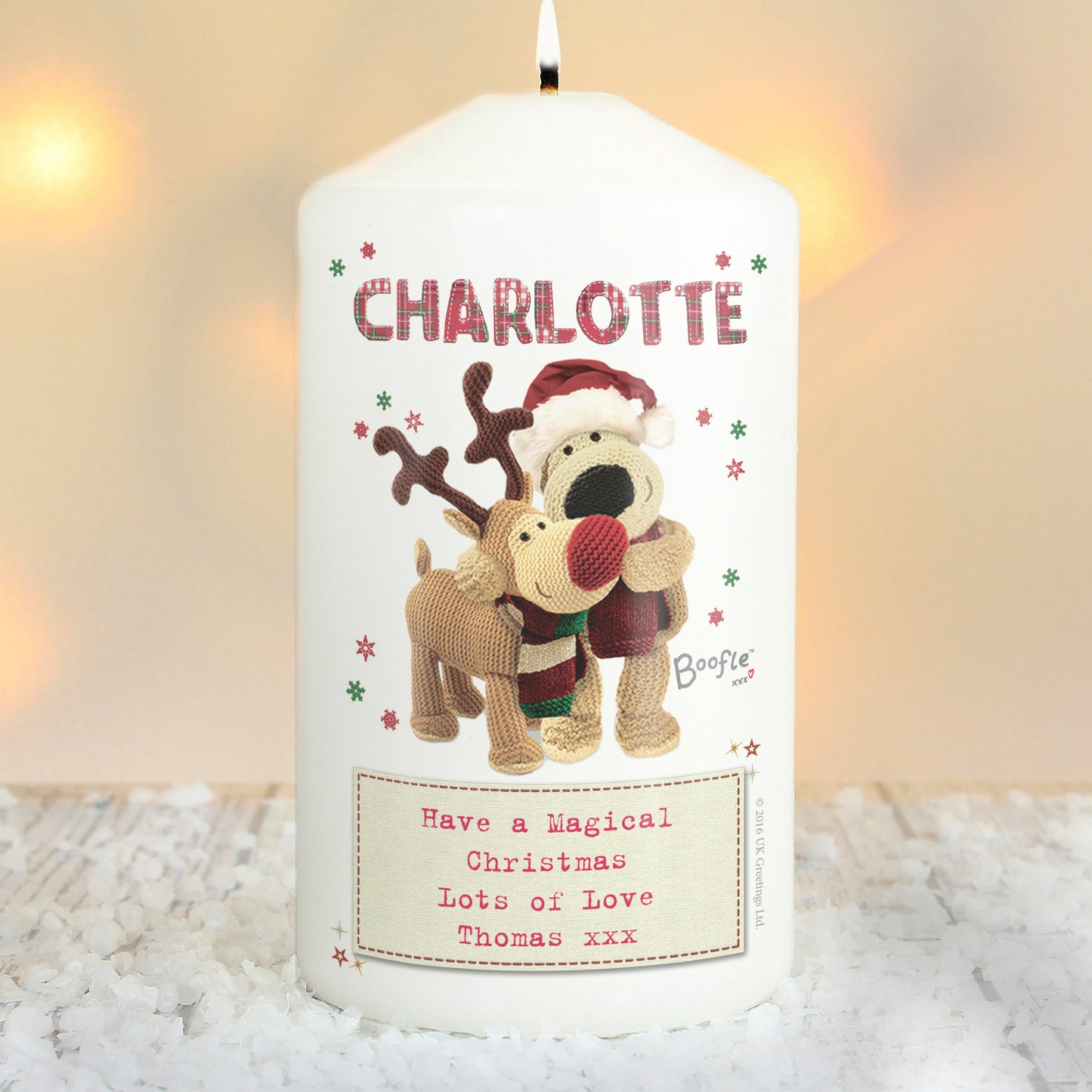 Personalised Boofle Christmas Reindeer Candle - Personalise It!