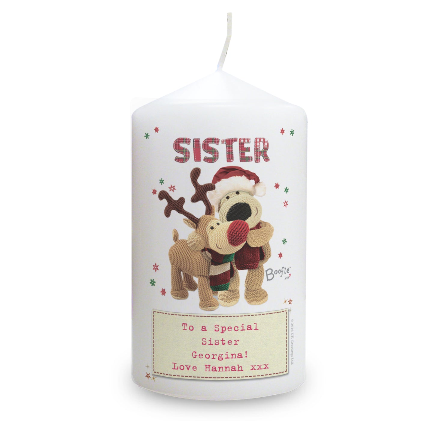 Personalised Boofle Christmas Reindeer Candle - Personalise It!