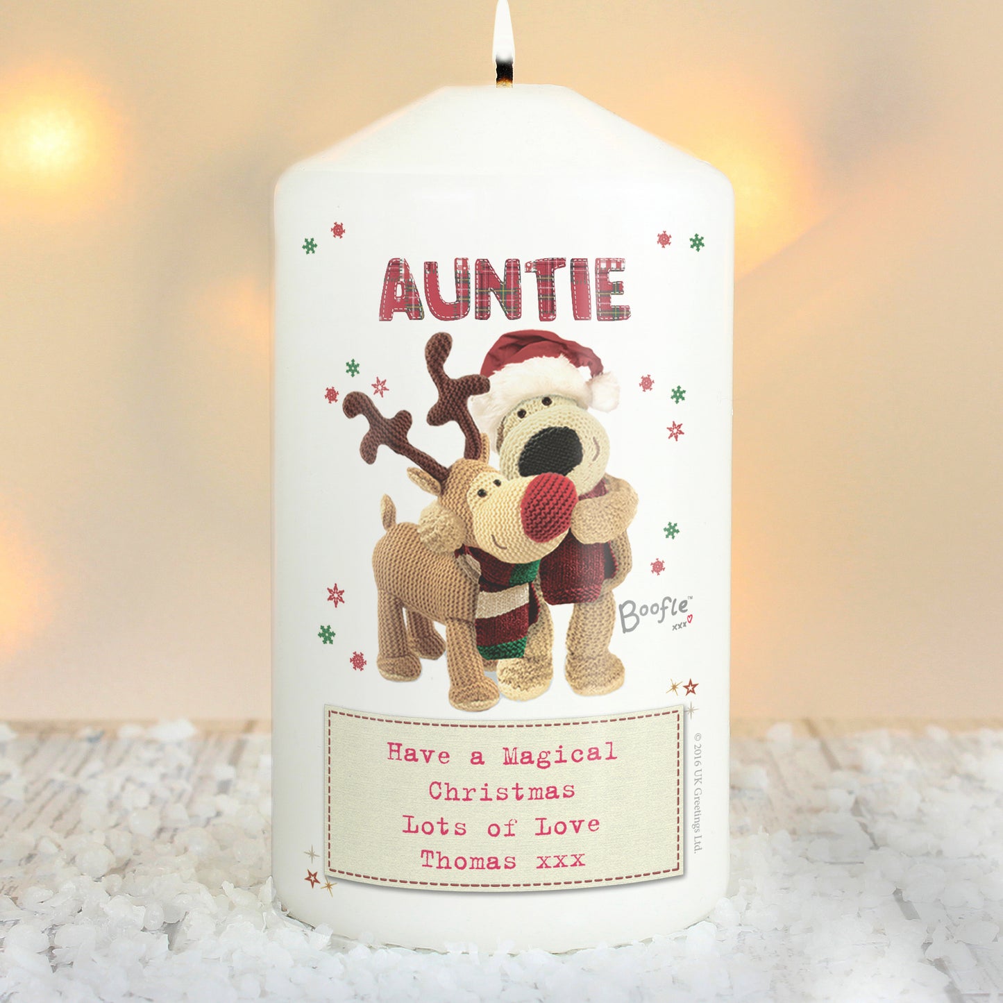 Personalised Boofle Christmas Reindeer Candle - Personalise It!