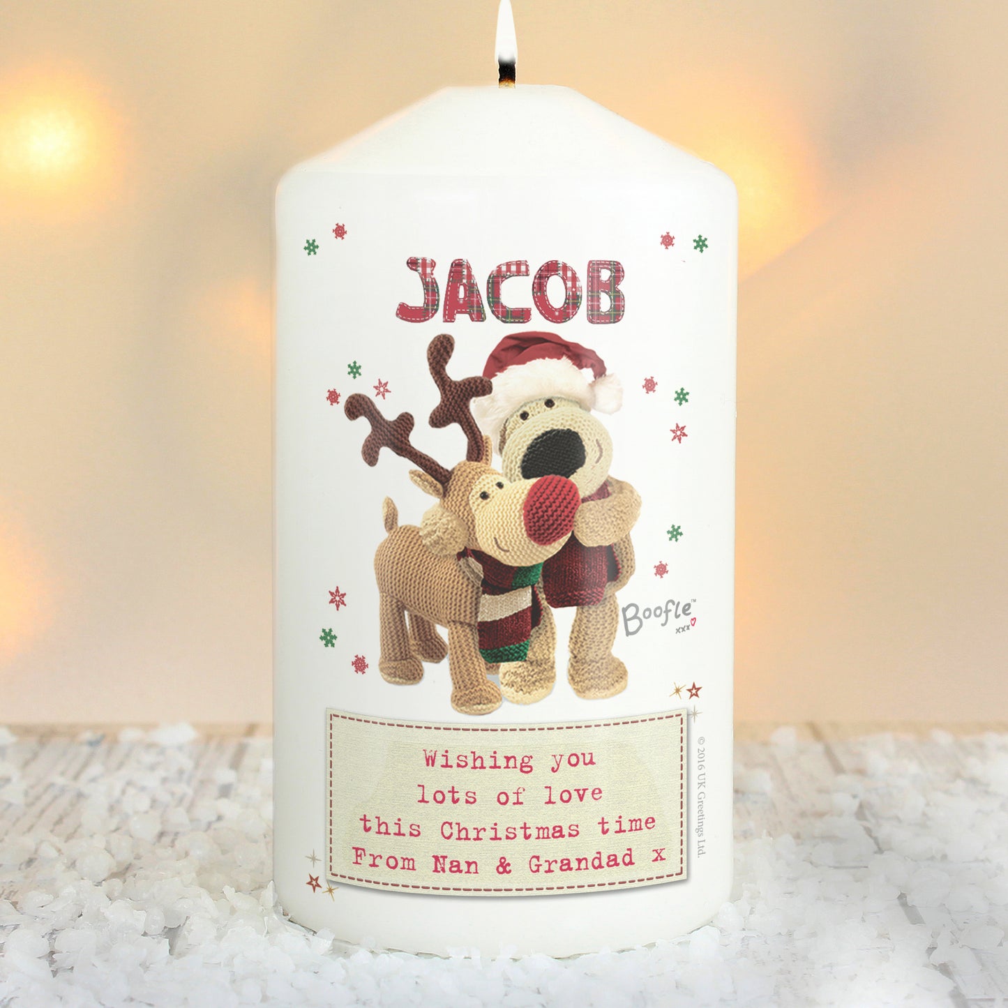 Personalised Boofle Christmas Reindeer Candle - Personalise It!