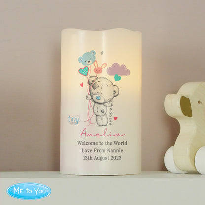 Personalised Tiny Tatty Teddy Dream Big Pink Nightlight LED Candle - Personalise It!