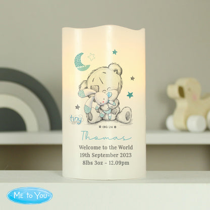 Personalised Tiny Tatty Teddy Dream Big Blue Nightlight LED Candle - Personalise It!