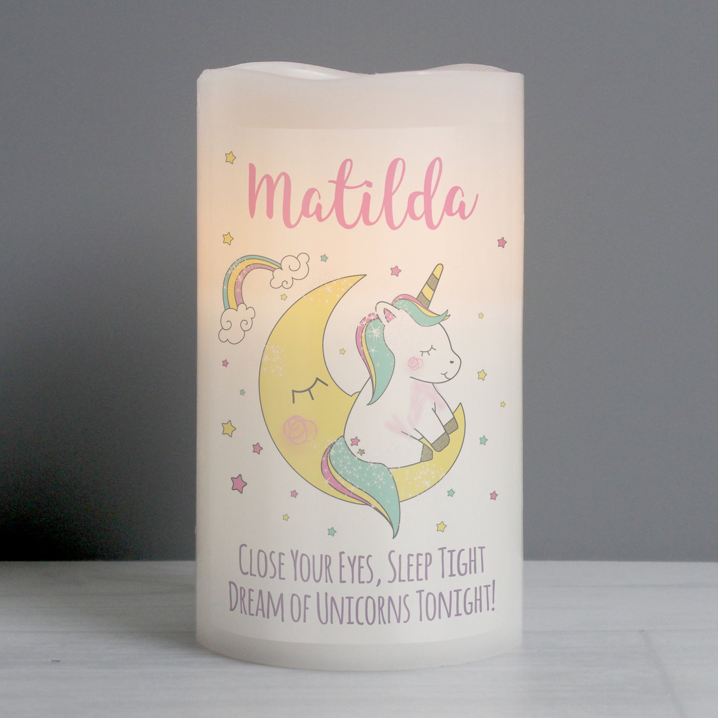 Personalised Baby Unicorn Nightlight LED Candle - Personalise It!