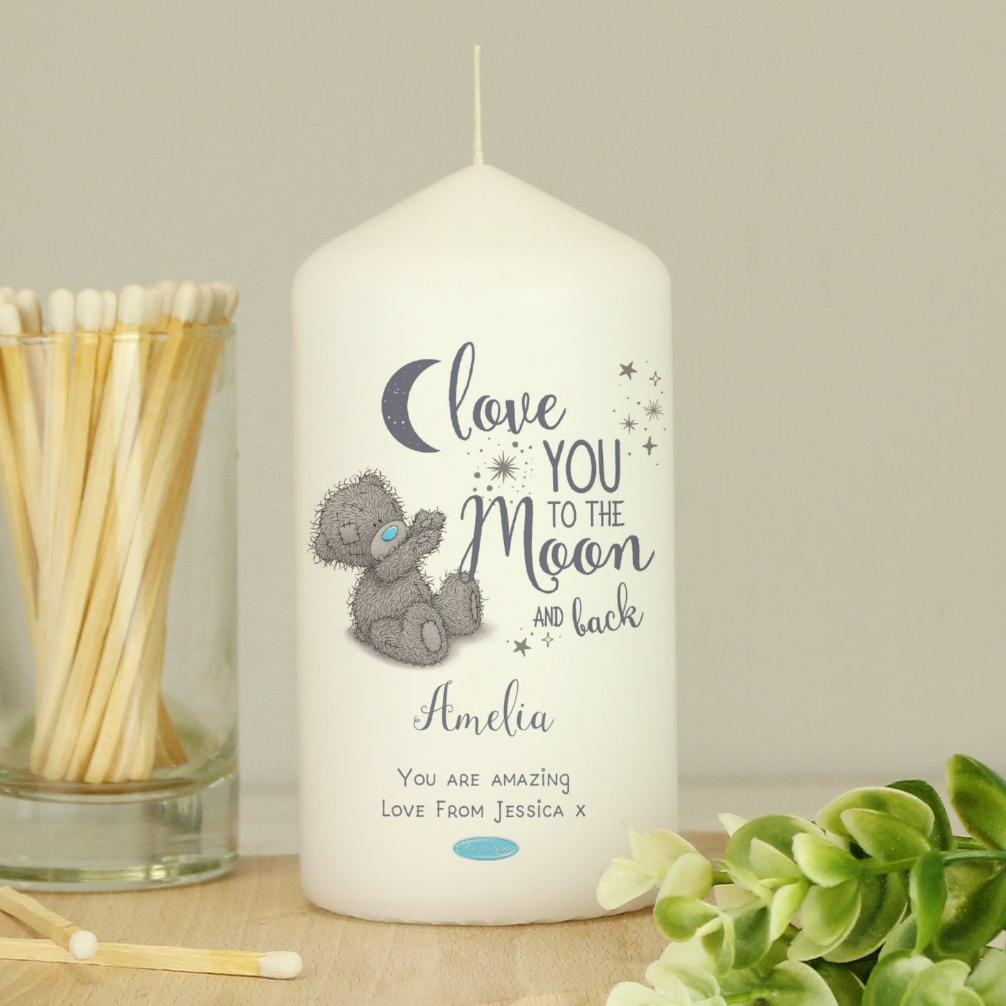 Personalised Me to You 'Love You to the Moon and Back' Pillar Candle - Personalise It!