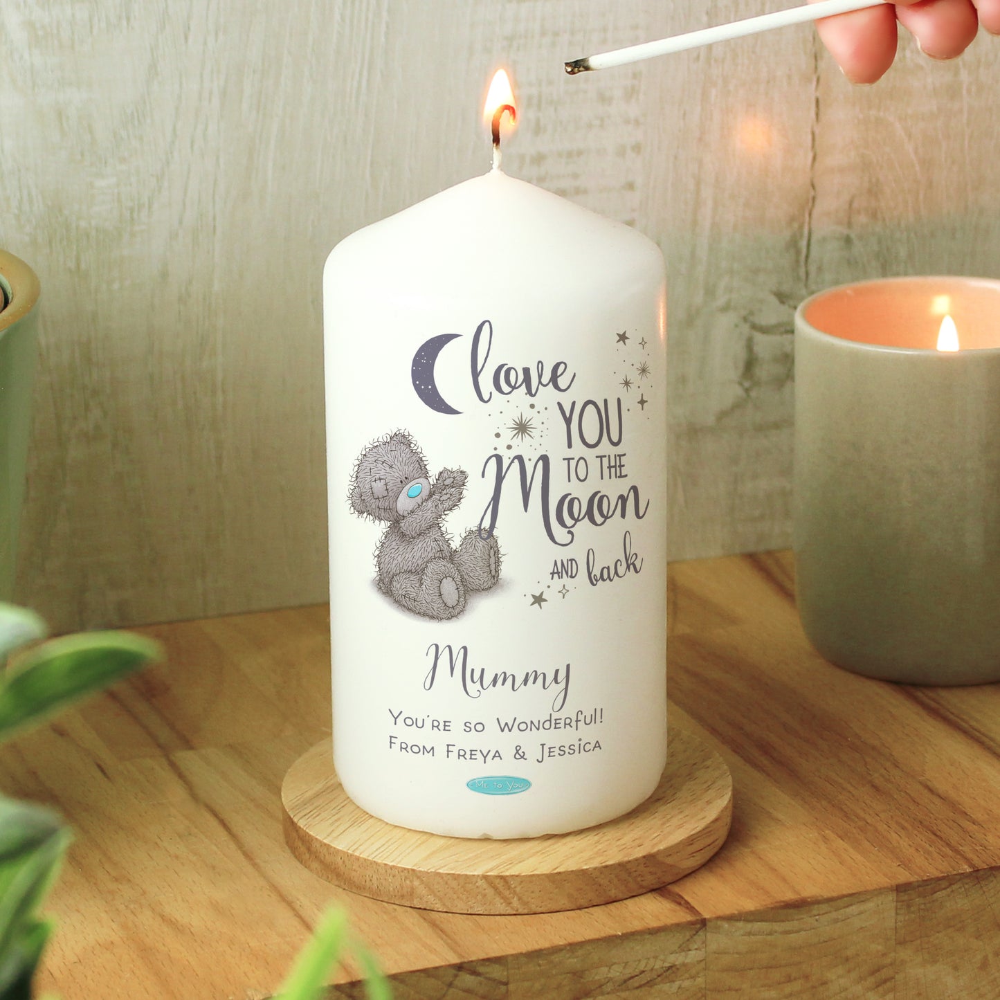 Personalised Me to You 'Love You to the Moon and Back' Pillar Candle - Personalise It!