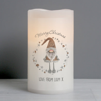 Personalised Scandinavian Christmas Gnome LED Candle - Personalise It!