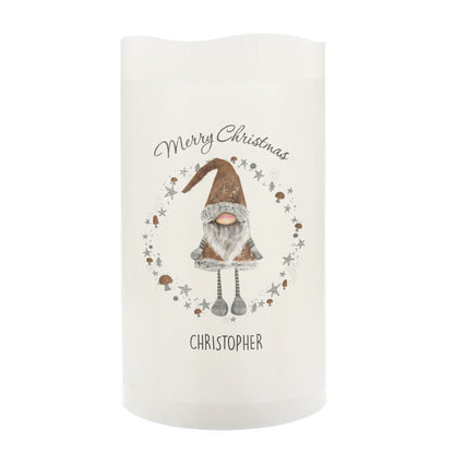 Personalised Scandinavian Christmas Gnome LED Candle - Personalise It!